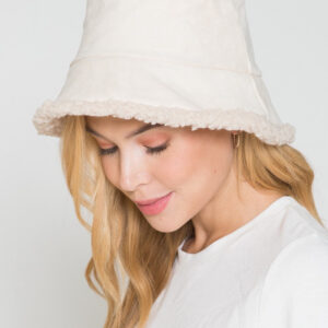 REVERSIBLE FAUX SUEDE WITH FUR BUCKET HAT