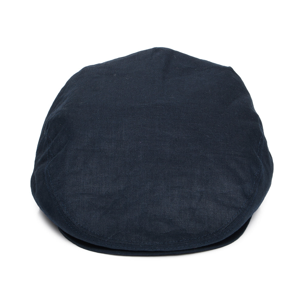 Navy Blue Linen Flat Cap - Image 2