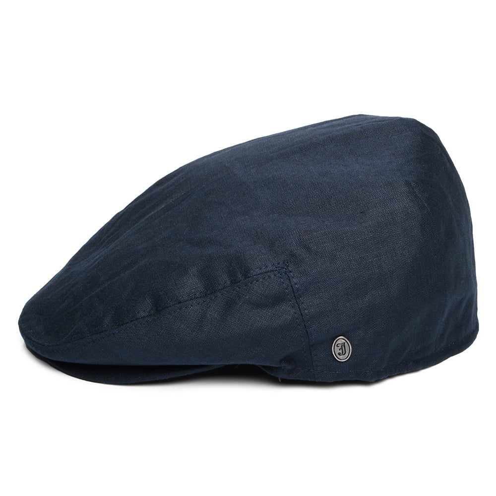 Navy Blue Linen Flat Cap - Image 3