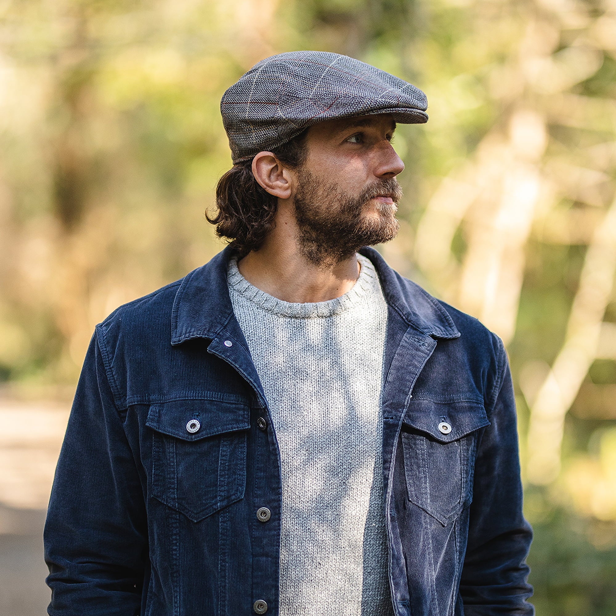 Brown-Grey Tweed Flat Cap - Image 7