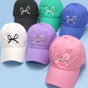 BOW RIBBON BASEBALL HAT CAP