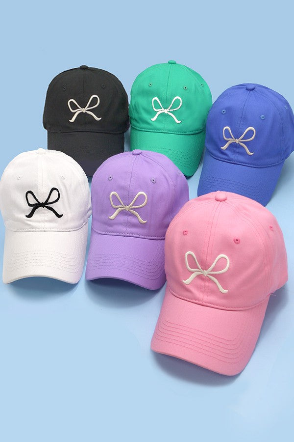 BOW RIBBON BASEBALL HAT CAP