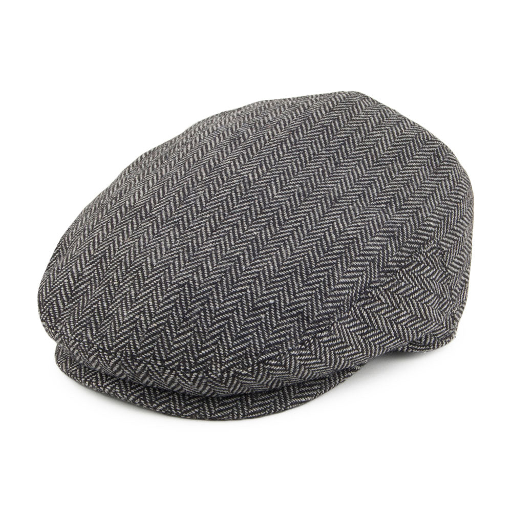 Grey Kids Herringbone Flat Cap