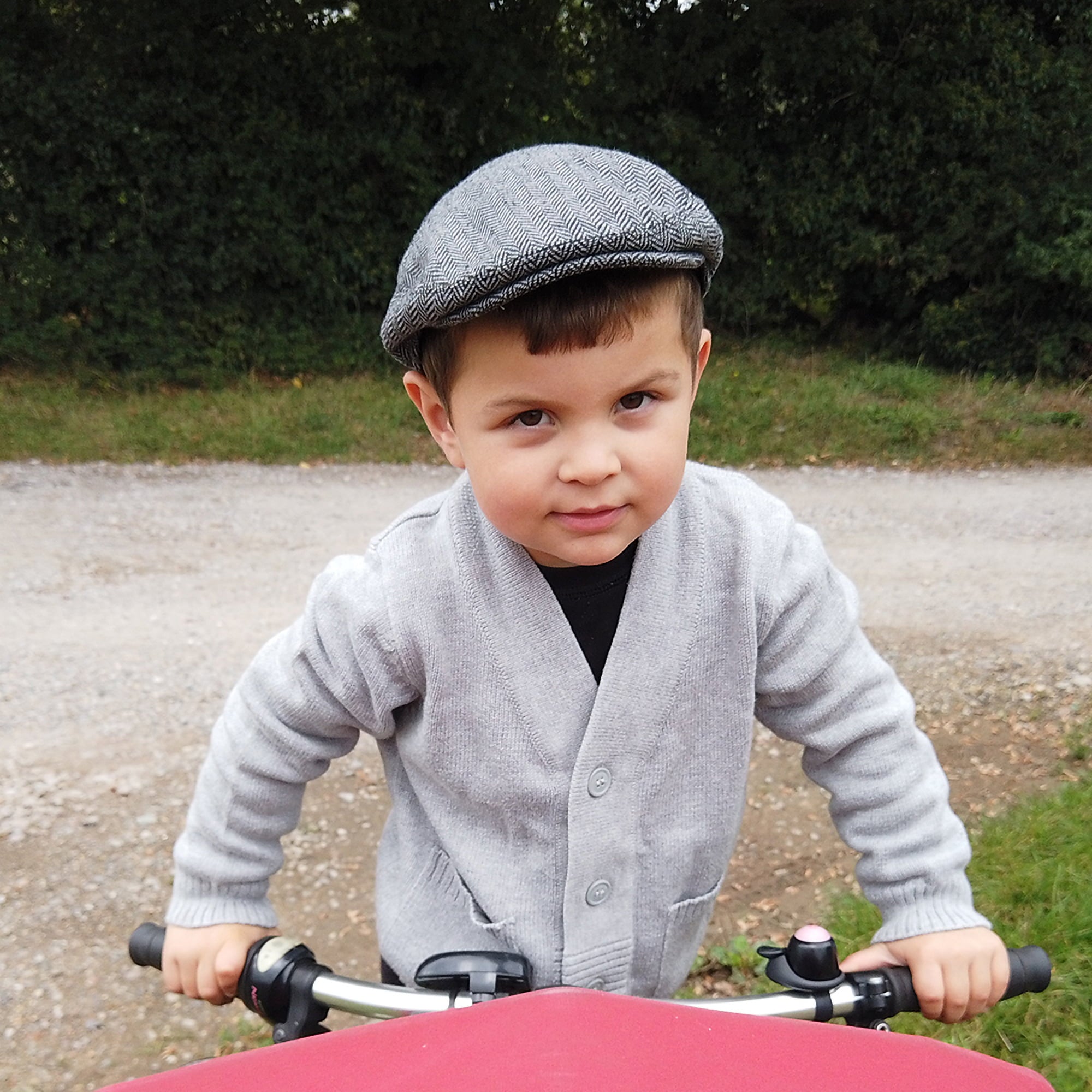 Grey Kids Herringbone Flat Cap - Image 4
