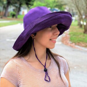 Summer Hats Women, Sun Hat Wide Brim, Wide Brimmed Sunhat, Beach Hat, 100% Cotton Sun Hat, Resort Packable Vacation Hat, Gift for Her Purple