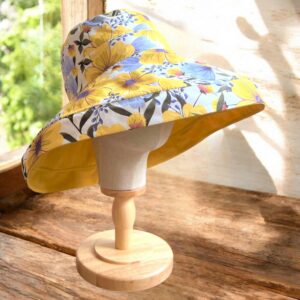 Reversible Daisy Wide Brim Sun Hat for Women - 100 % Cotton Summer Gardening Accessory & Unique Gift for Her