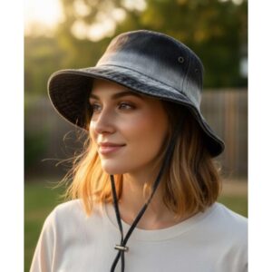 Women's Washed Cotton Denim Two Tone Bucket Hat